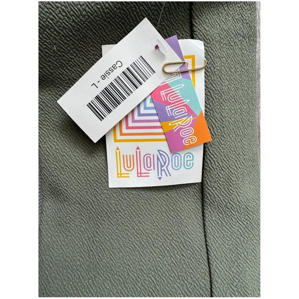 NWT LulaRoe Cassie Skirt Size L Gray Green Pencil Straight Skirt - Picture 7 of 8